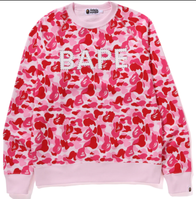 Bape ABC Camo Crystal Stone Crewneck Pink