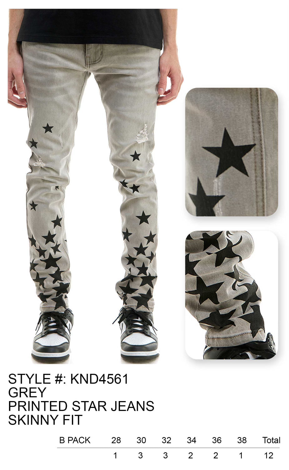 KDNK Jeans Skinny (grey/stars)