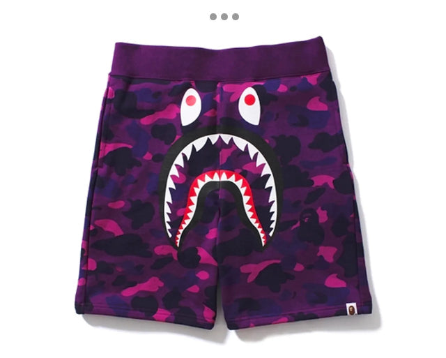 Bape Purple Camo Shark Sweat Shorts