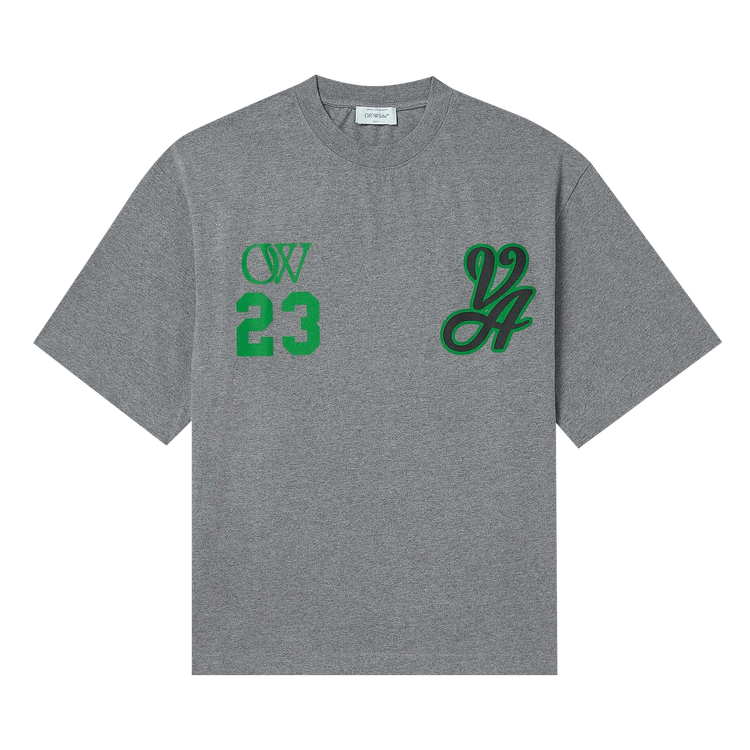 Off White 23 Varsity Skate Cotton Tee - Grey/Green