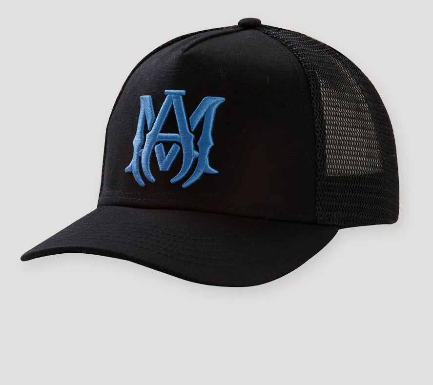 Amiri embroidered MA logo Trucker Hat baby blue