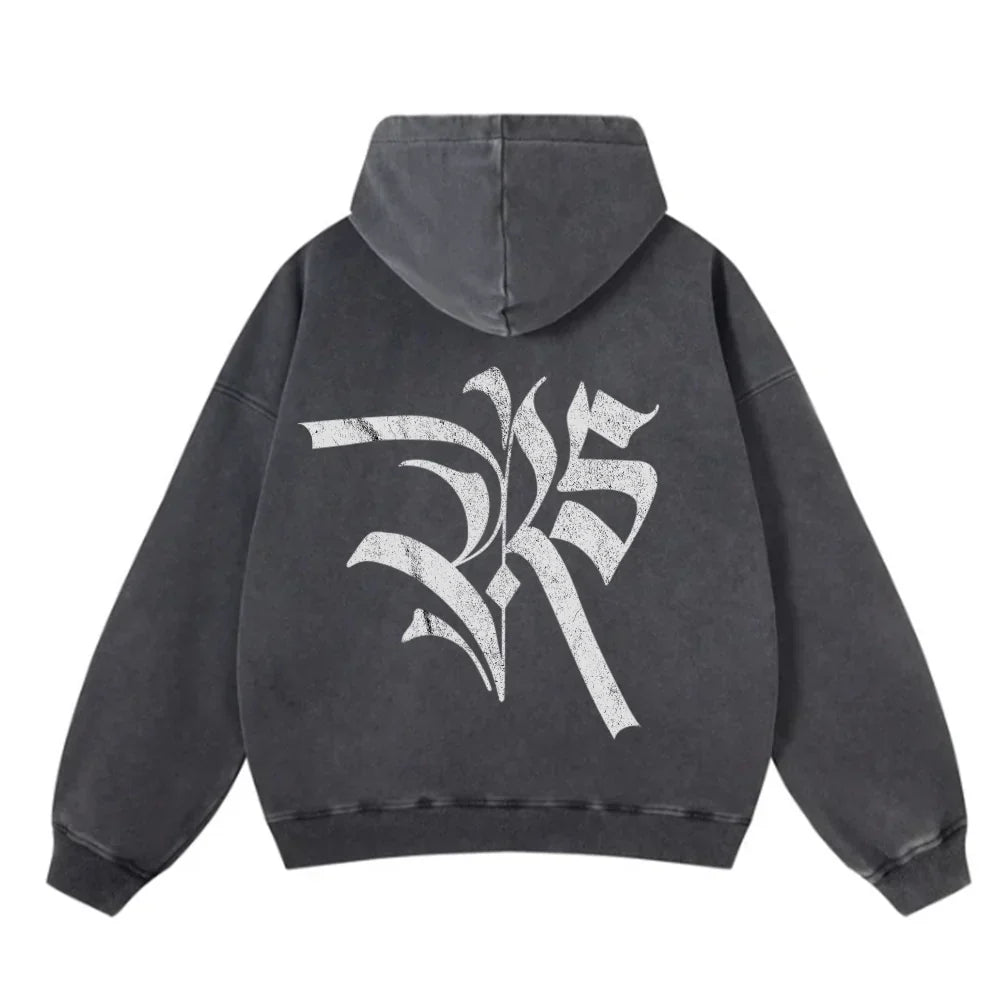 REVIVE STUDIOS PULL OVER HOODIE CHARCOAL BLACK