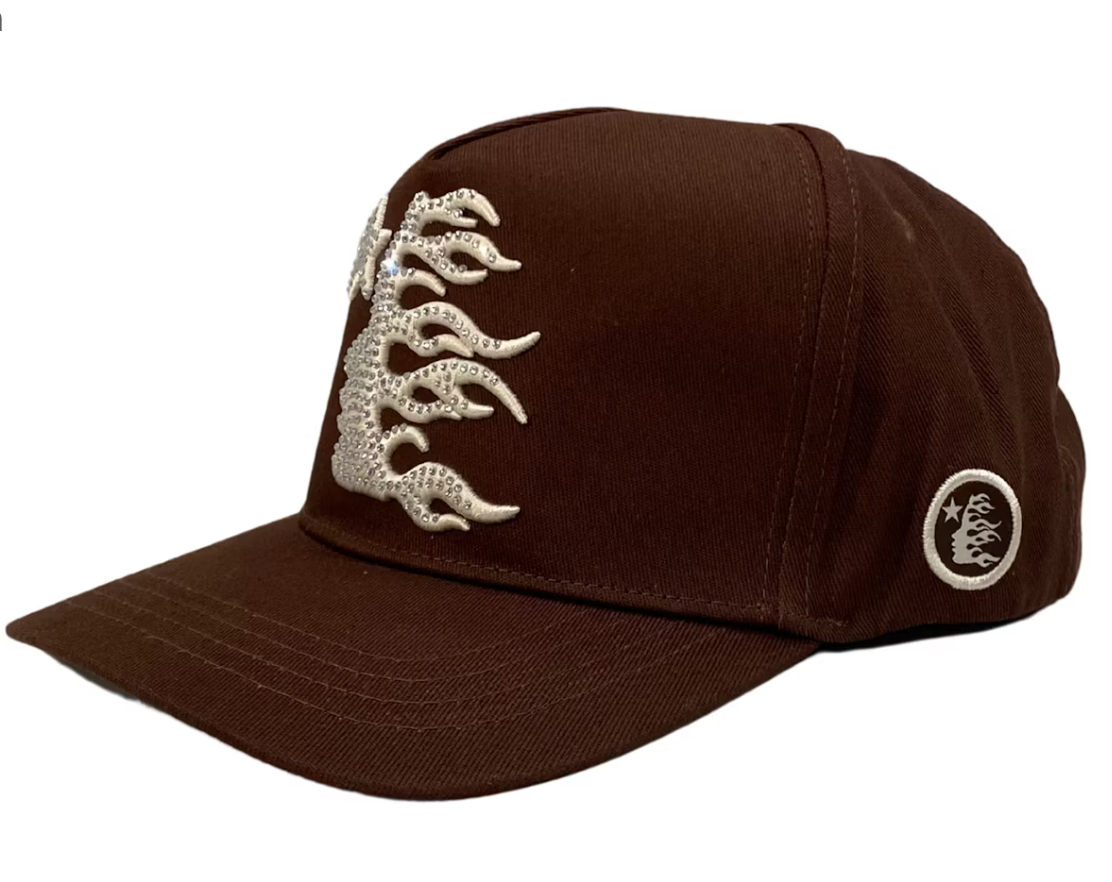 Hellstar OG Rhinestones Logo Snapback Hat Brown