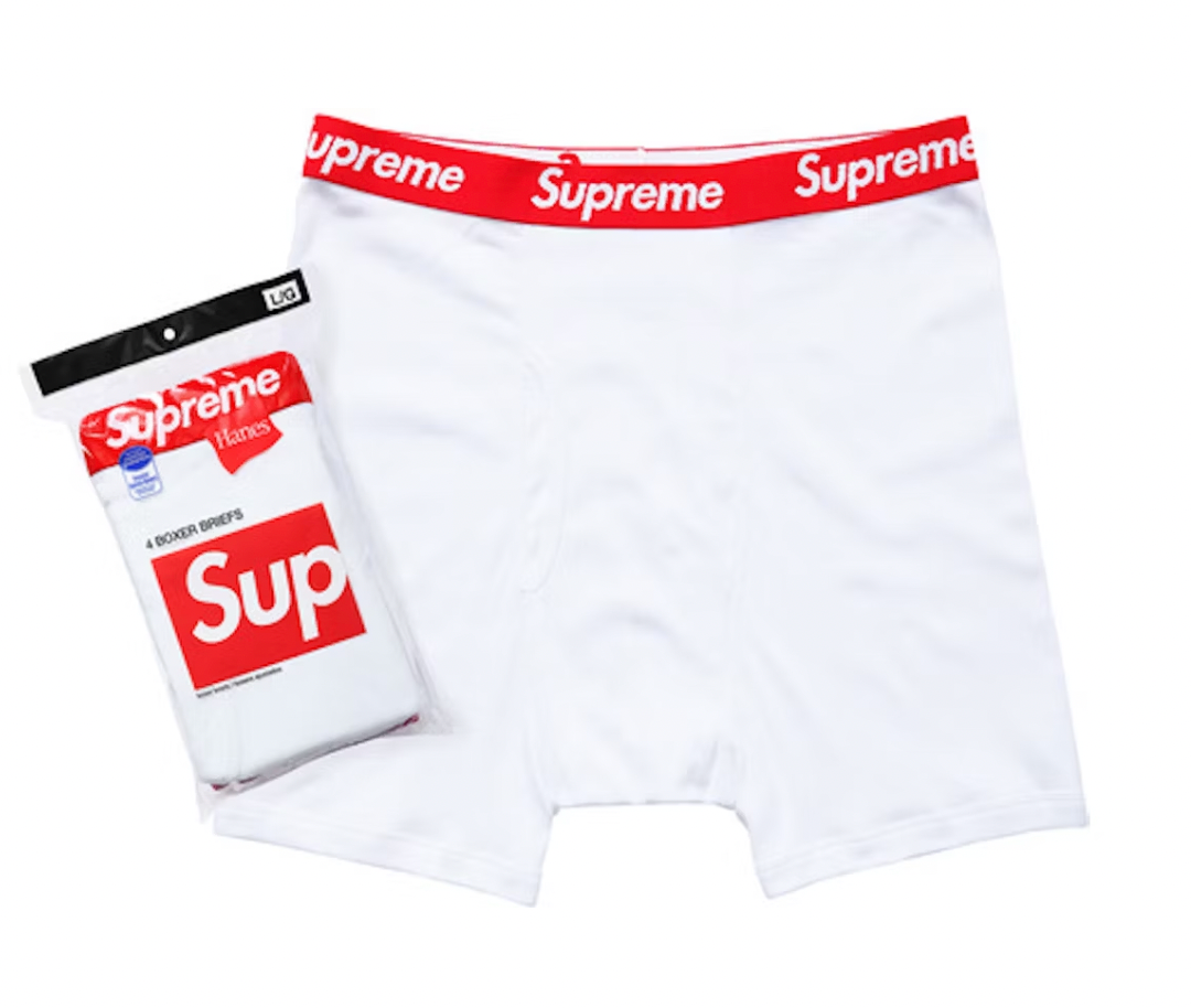 Supreme Hanes Boxer Briefs (4 Pack) White