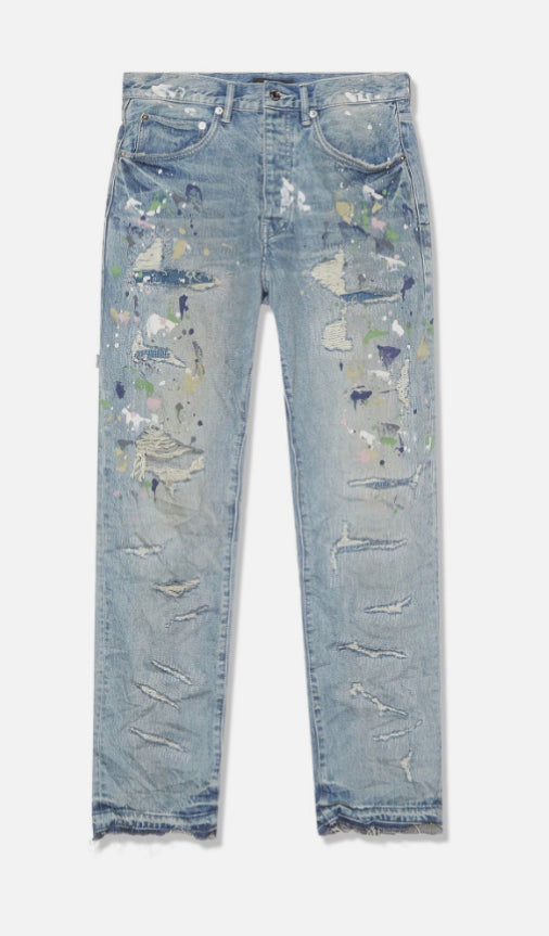 Purple Denim Light Indigo With Heavy Repairs And Paints