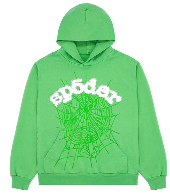 Sp5der Worldwide Sweatshirt Rhinestone Web Slime Green