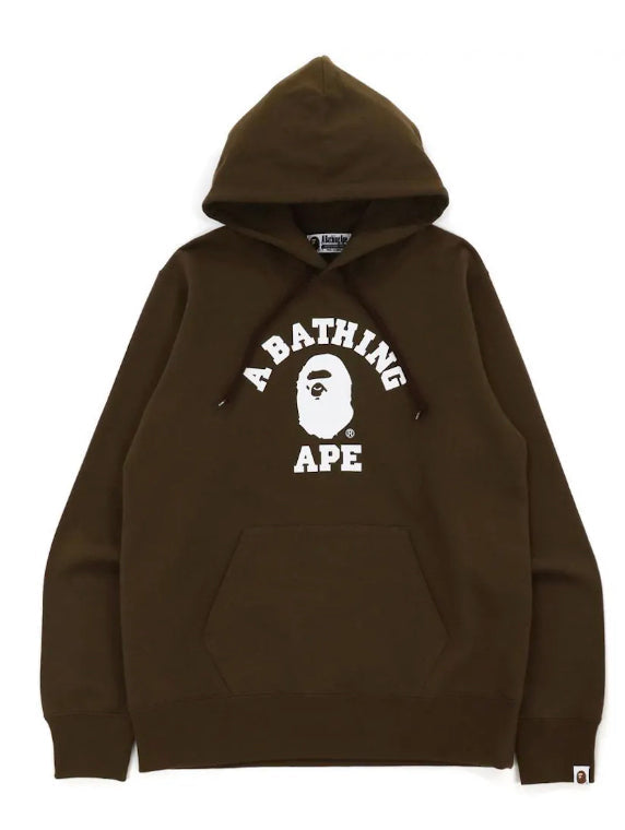 Bape College Logo Pullover Hoodie (Brown)