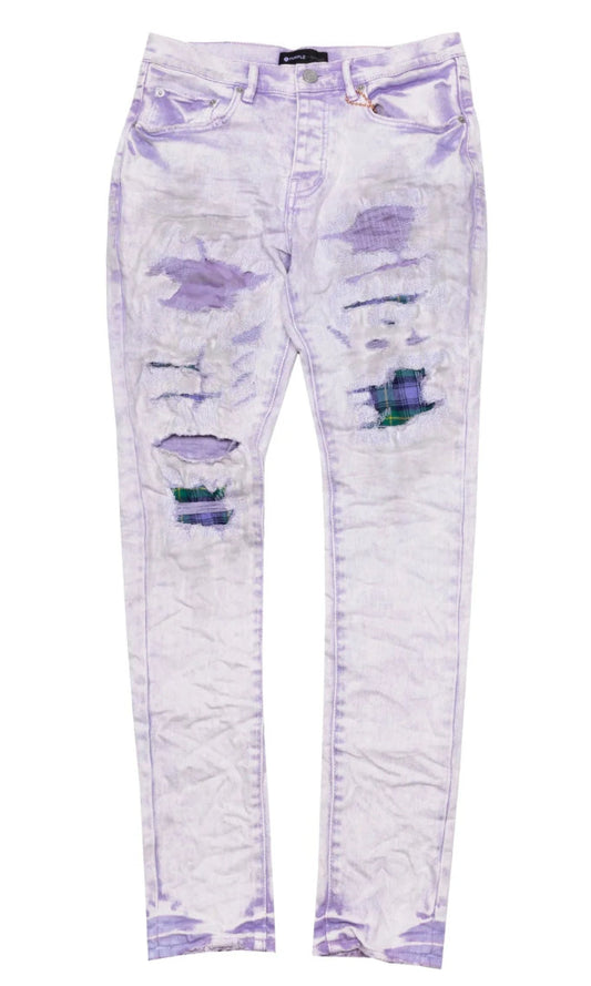 Purple Denim Lavendar Heavy Repair Plaid Patch