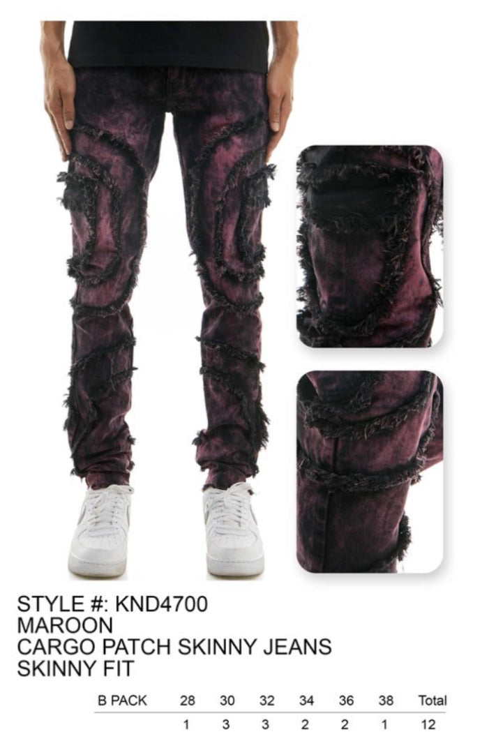 KDNK Skinny Maroon Cargo Patch