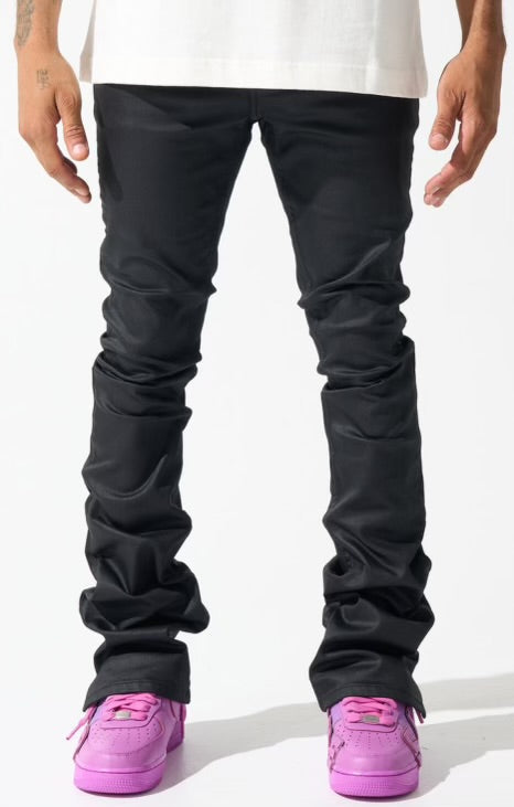 “Caviar” Serenede Waxed Stacked Jeans