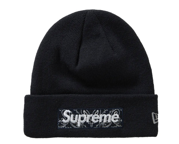 Supreme New Era Box Logo Beanie Black Paisley