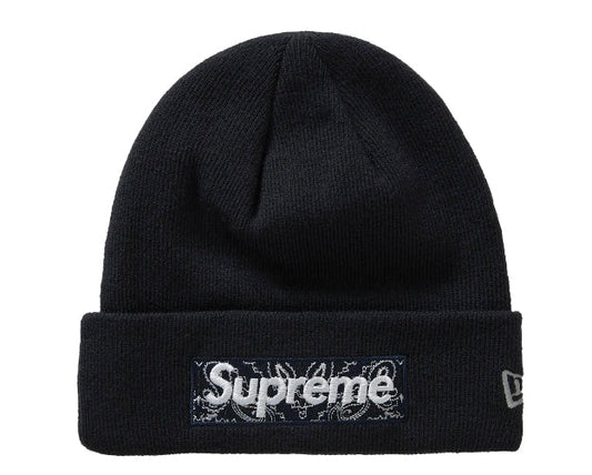 Supreme New Era Box Logo Beanie Black Paisley