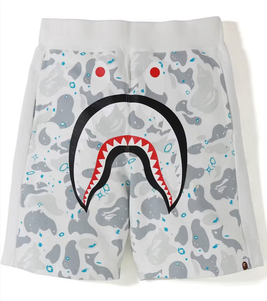 Bape Space Camo Shark Sweat Short White