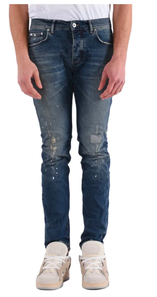 Purple Denim Torn Dark Indigo Paint Made in Italy