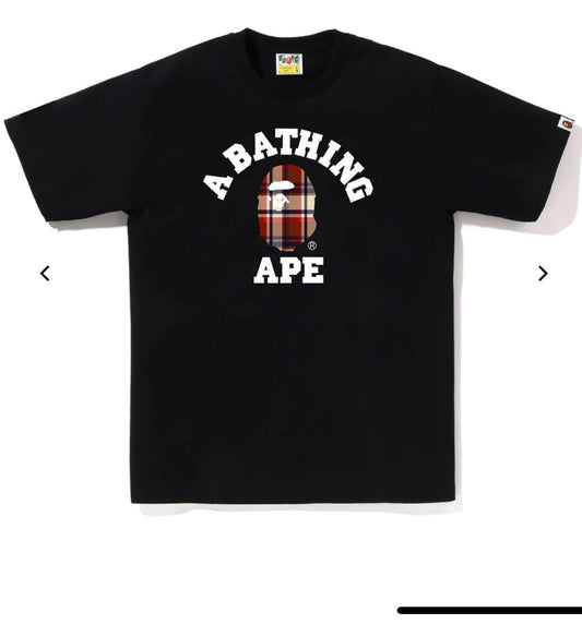 Bape College Plaid Tee Black