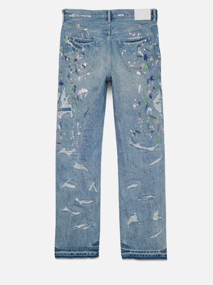 Purple Denim Light Indigo With Heavy Repairs And Paints
