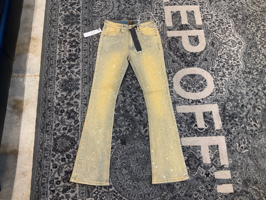 Kdnk Tm Blue Rhinestone Skinny Flare