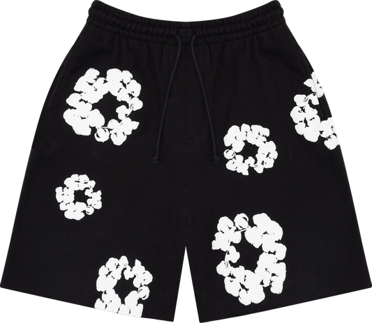 Denim Tear Cotton Wreath Shorts Black