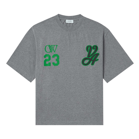 Off White 23 Varsity Skate Cotton Tee - Grey/Green