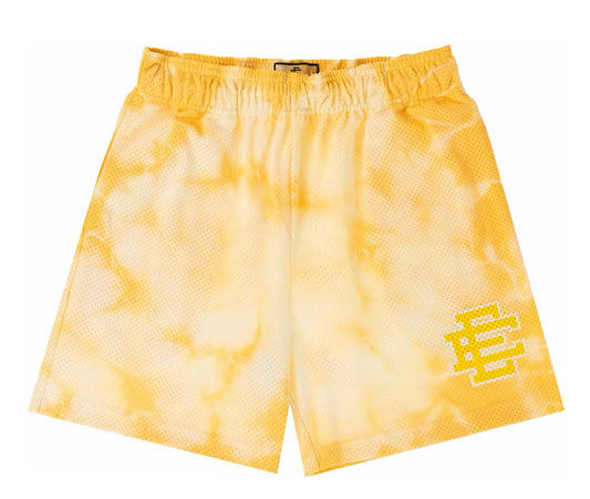 Eric Emanuel TieDye Pattern Yellow Mesh Shorts