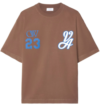 Off White 23 Varsity Skate Cotton Tee - Brown/White