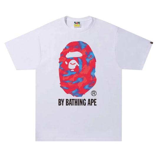 Bape Head Red/Blue Tie Dye Tee White