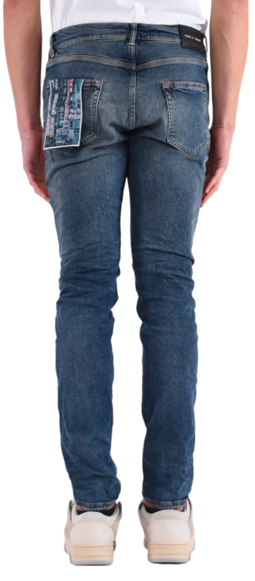 Purple Denim Torn Dark Indigo Paint Made in Italy