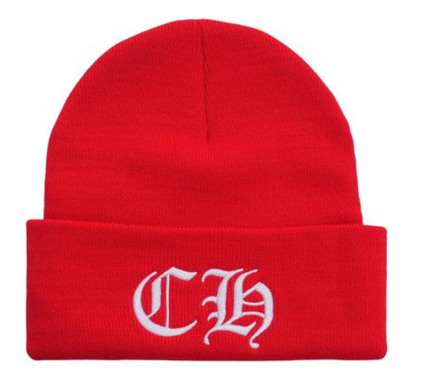 Chrome Hearts Beanie Red white CH logo