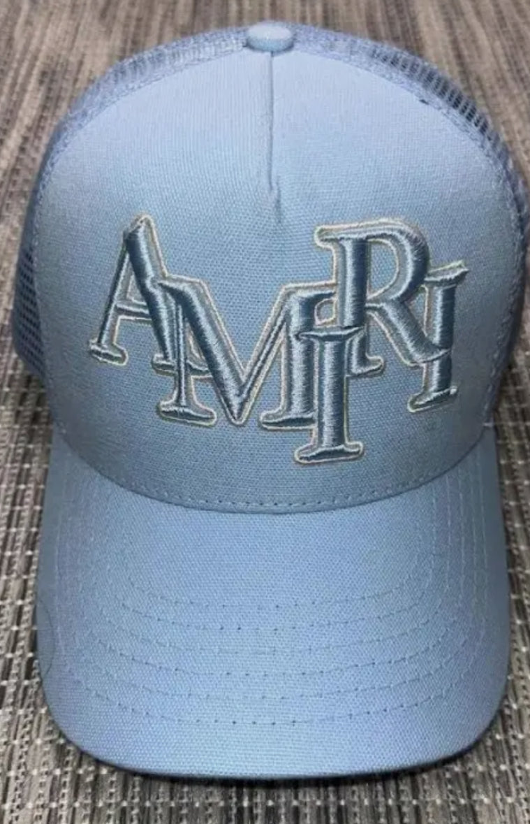 Amiri embroidered Trucker Hat baby blue