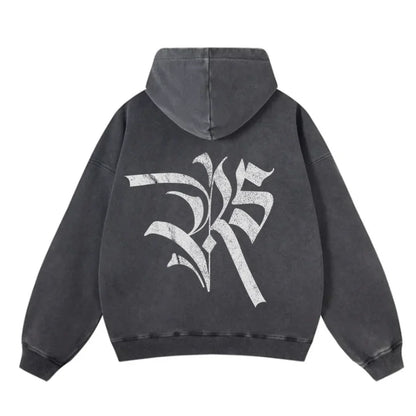 REVIVE STUDIOS PULL OVER HOODIE CHARCOAL BLACK