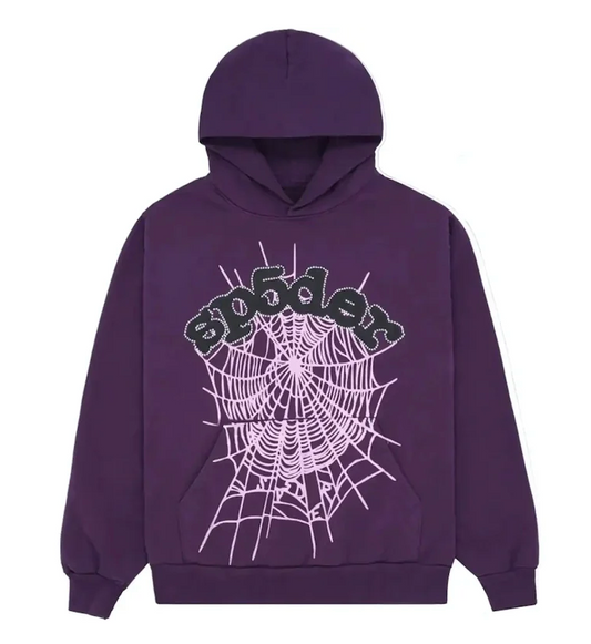 Sp5der Worldwide Sweatshirt Rhinestone Web Purple