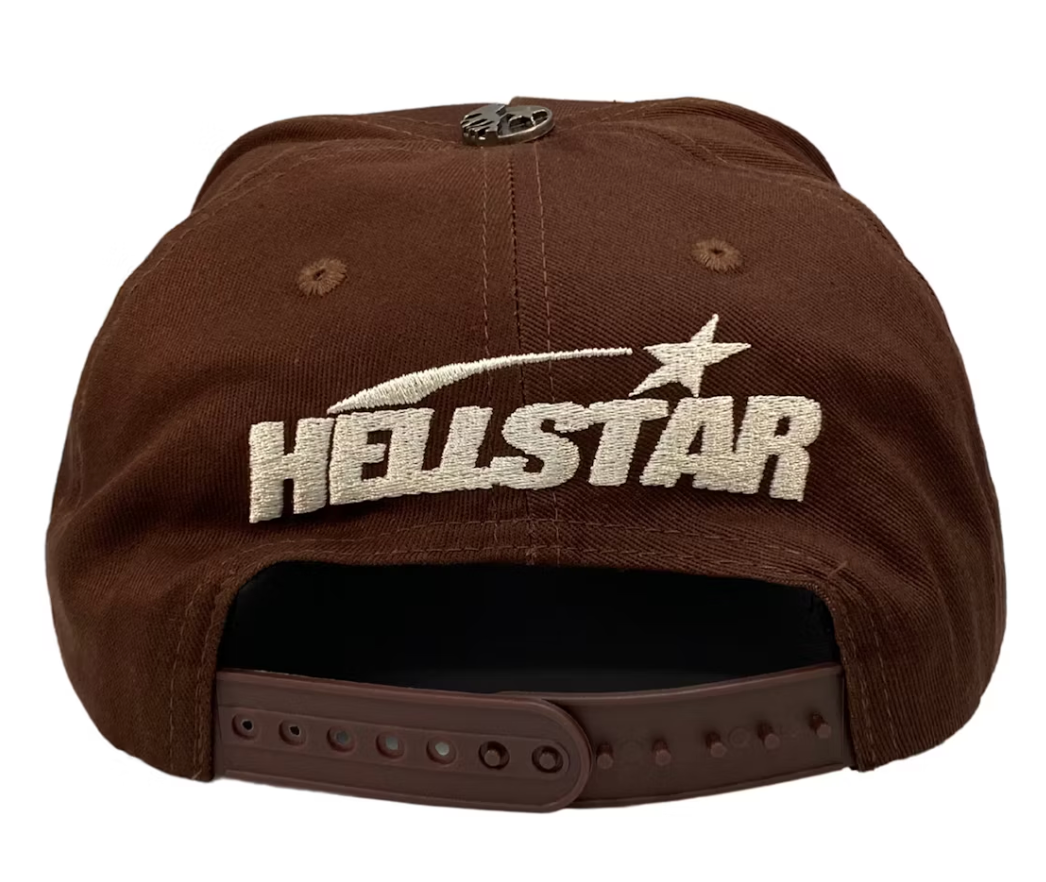 Hellstar OG Rhinestones Logo Snapback Hat Brown