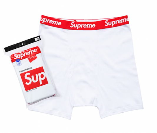 Supreme Hanes Boxer Briefs (4 Pack) White