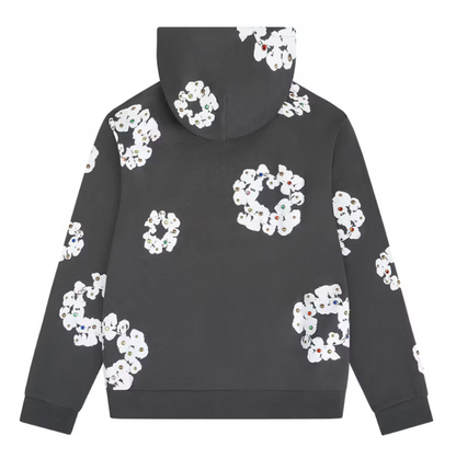 Denim Tears Rhinestone Cotton Wreath Zip Hoodie Vintage Black