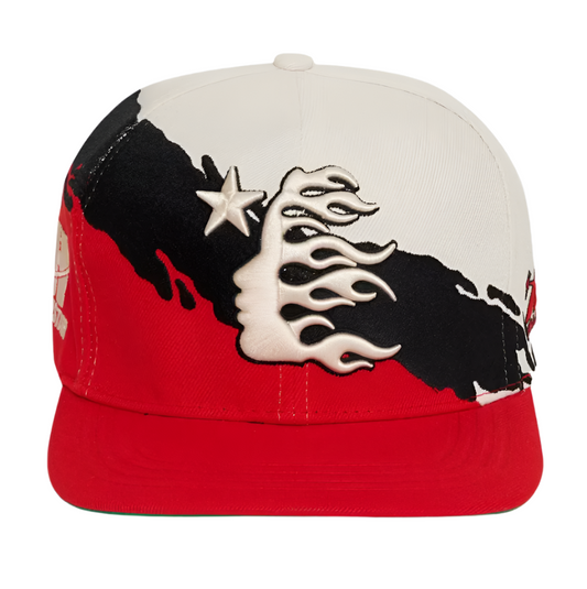 Hellstar Paintbrush Snapback Hat Red Black