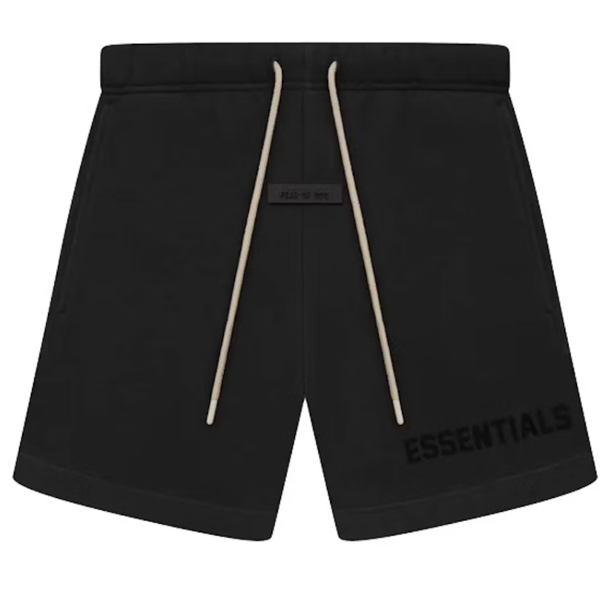 Essentials Cream Drawstring Sweatshort Jet Black