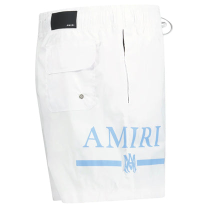 Amiri Ma Bar Logo Swim Truck White Light Blue