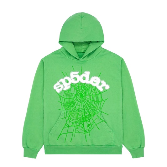Sp5der Worldwide Sweatshirt Rhinestone Web Slime Green